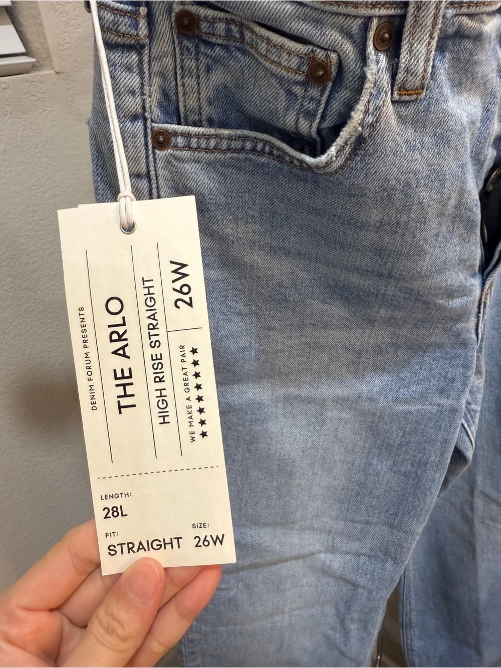 Denim Forum Arlo High Rise Straight Jeans 26W/28L NWT